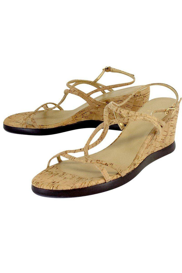 Current Boutique-Stuart Weitzman - Cork Sandal Wedges Sz 10