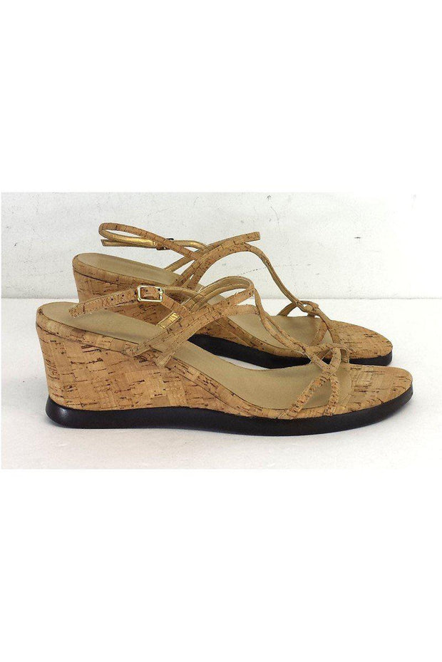 Current Boutique-Stuart Weitzman - Cork Sandal Wedges Sz 10