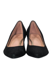 Current Boutique-Stuart Weitzman - Black Textured Pointed Toe Wedges w/ Tortoise Shell Sz 7.5