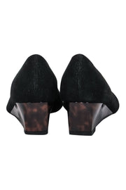 Current Boutique-Stuart Weitzman - Black Textured Pointed Toe Wedges w/ Tortoise Shell Sz 7.5