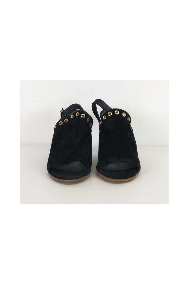 Current Boutique-Stuart Weitzman - Black Suede Studded Wedges Sz 8