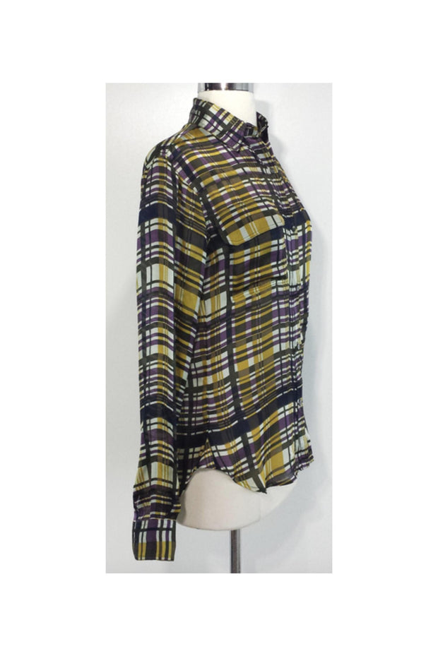 Current Boutique-Suno - Plaid Silk Button-Up Blouse Sz XS