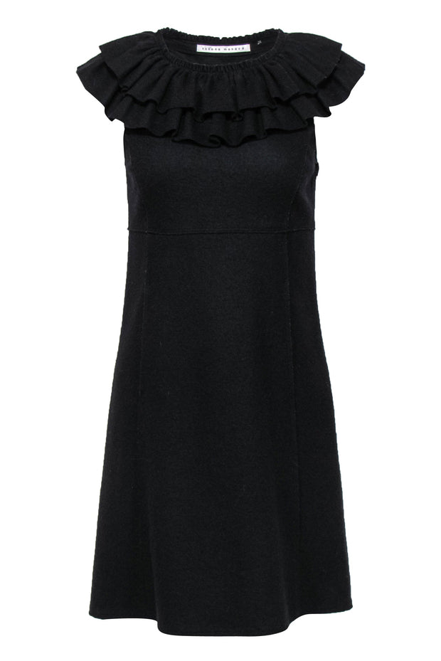 Current Boutique-Susana Monaco - Black Wool Mini Ruffled Dress Sz 6