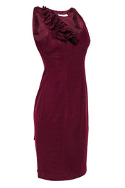 Current Boutique-Susana Monaco - Burgundy Sleeveless Wool Blend Midi Dress w/ Floral Appliques Sz 6