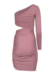 Current Boutique-Susana Monaco - Dusty Rose One-Shoulder Ruched Dress w/ Cutout Sz XS