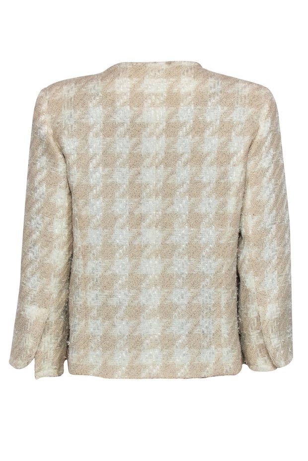 Current Boutique-Smythe - Cream Houndstooth Woven Metallic Tweed Jacket Sz 8