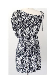 Current Boutique-T-Bags - Black & White Print Asymmetrical Sleeve Dress Sz S