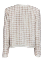 Current Boutique-Tahari - Taupe & Cream Tweed Blazer w/ Pearl Accent Sz L