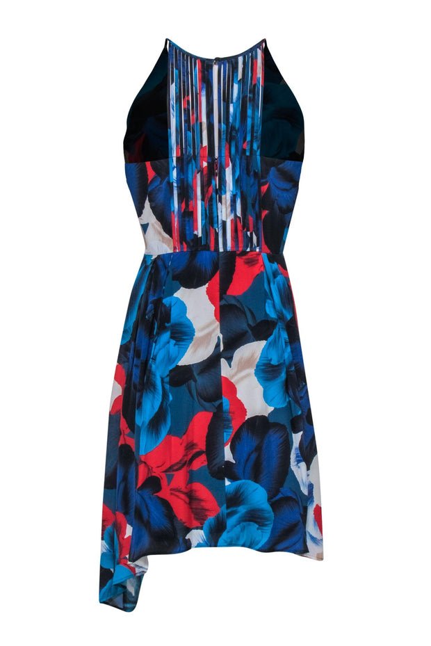 Current Boutique-Tahari - Blue & Red Large Floral Sleeveless Dress Sz 8