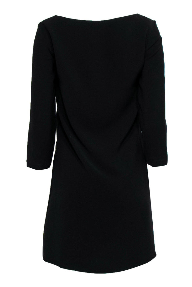 Current Boutique-Tara Jarmon - Black Keyhole Neckline Shift Dress w/ Brooch Sz 2
