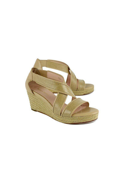 Current Boutique-Taryn Rose - Tan Strappy Krissy Espadrille Wedges Sz 7.5