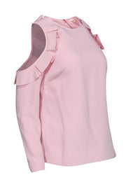 Current Boutique-Ted Baker - Pink Ruffle Cold Shoulder Long Sleeve Top Sz 6