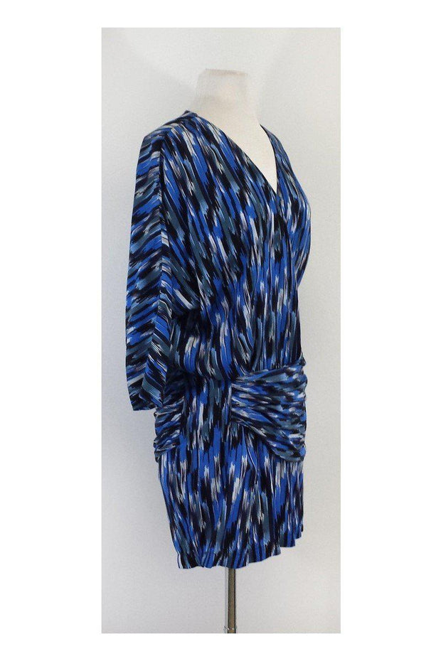 Current Boutique-Thakoon Addition - Blue & Black Print Faux Wrap Dress Sz 4