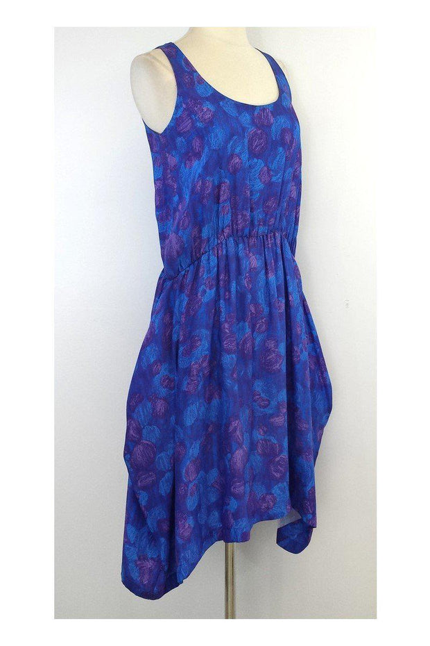 Current Boutique-Thakoon - Blue & Purple Print Silk Sleeveless Dress Sz 6