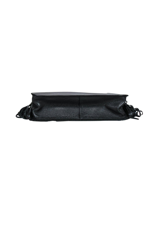 Current Boutique-Thale Blanc - Black Leather Shoulder Bag w/ Fringe
