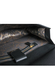 Current Boutique-Thale Blanc - Black Leather Shoulder Bag w/ Fringe