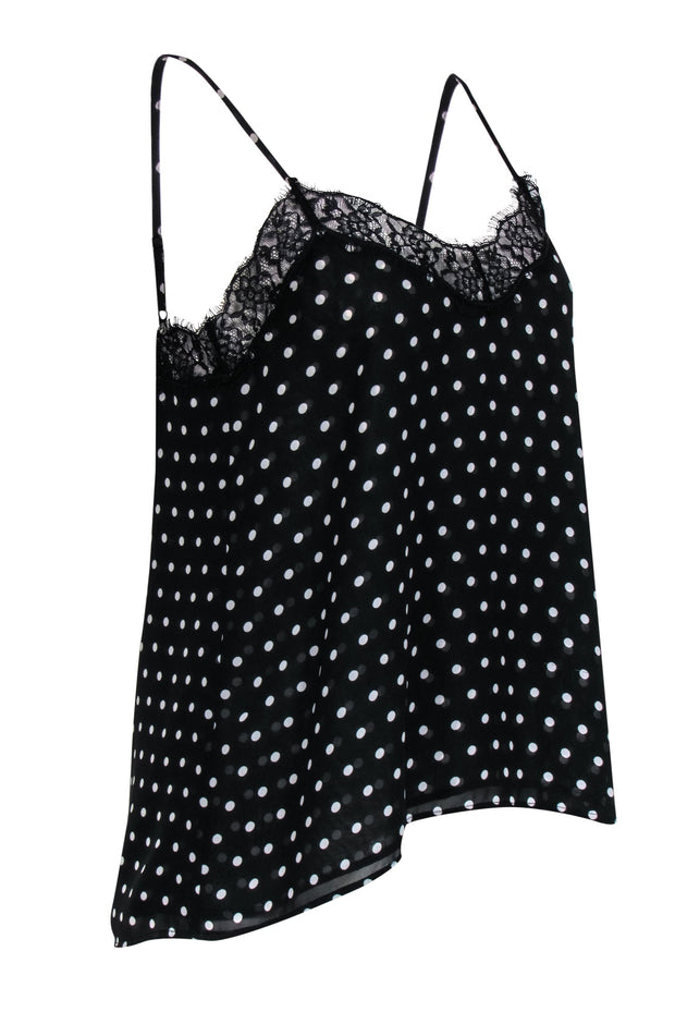 Current Boutique-The Kooples - Black & White Polka Dot Cami w/ Lace Trim Sz S
