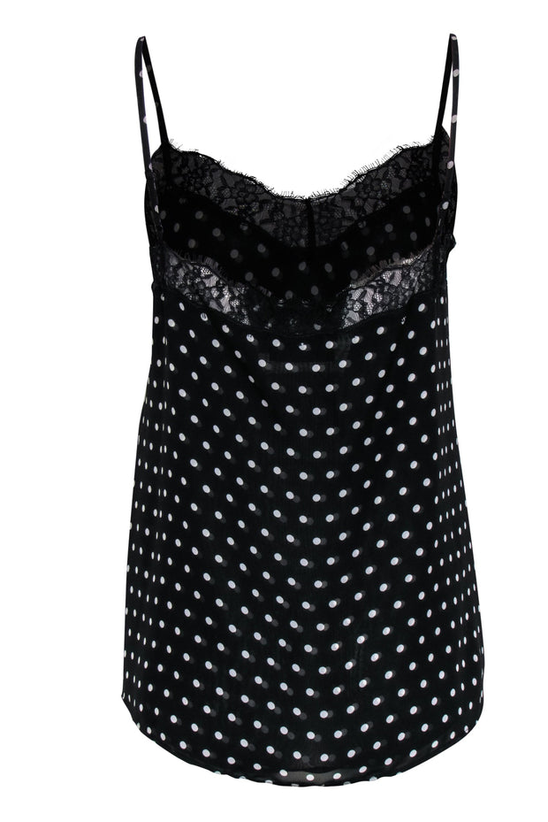 Current Boutique-The Kooples - Black & White Polka Dot Cami w/ Lace Trim Sz S