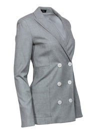 Current Boutique-Theory - Light Grey Double Breasted Button-Up Blazer Sz 0