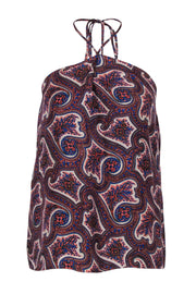 Current Boutique-Theory - Multicolored Paisley Silk Halter Neck Top Sz P