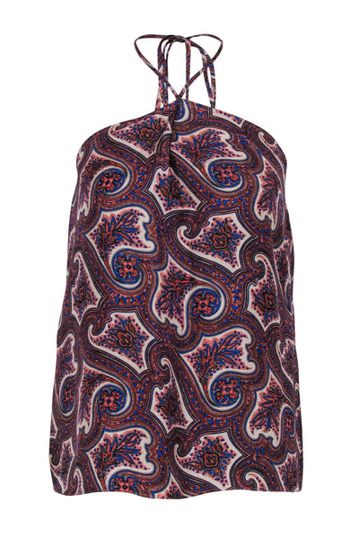 Current Boutique-Theory - Multicolored Paisley Silk Halter Neck Top Sz P