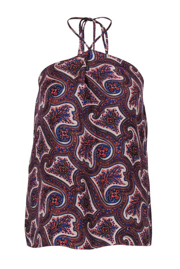 Current Boutique-Theory - Multicolored Paisley Silk Halter Neck Top Sz P