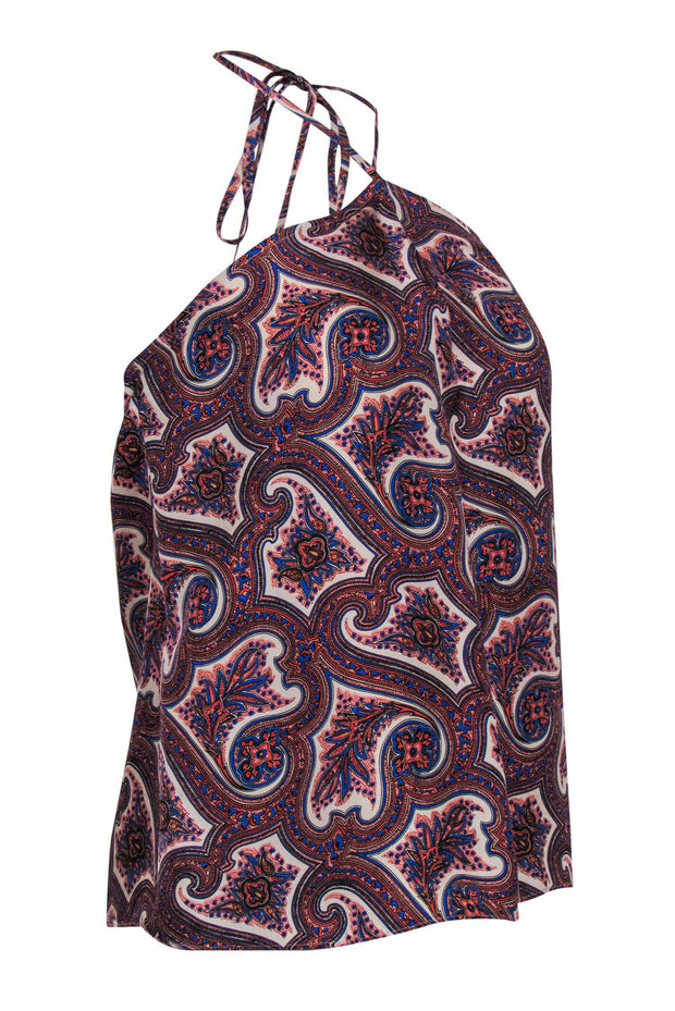Current Boutique-Theory - Multicolored Paisley Silk Halter Neck Top Sz P