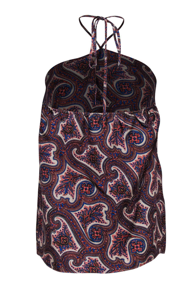 Current Boutique-Theory - Multicolored Paisley Silk Halter Neck Top Sz P