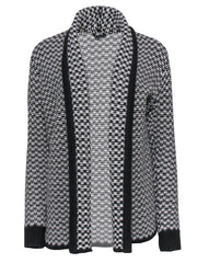 Current Boutique-Theory - Black & White Chunky Knit Open-Front Cardigan Sz S