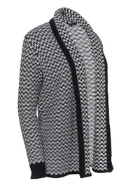 Current Boutique-Theory - Black & White Chunky Knit Open-Front Cardigan Sz S