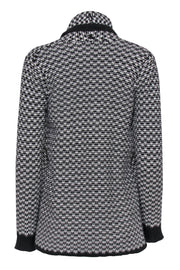 Current Boutique-Theory - Black & White Chunky Knit Open-Front Cardigan Sz S