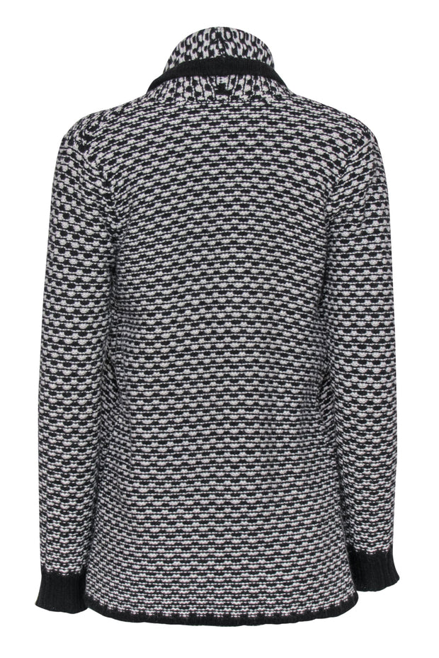 Current Boutique-Theory - Black & White Chunky Knit Open-Front Cardigan Sz S