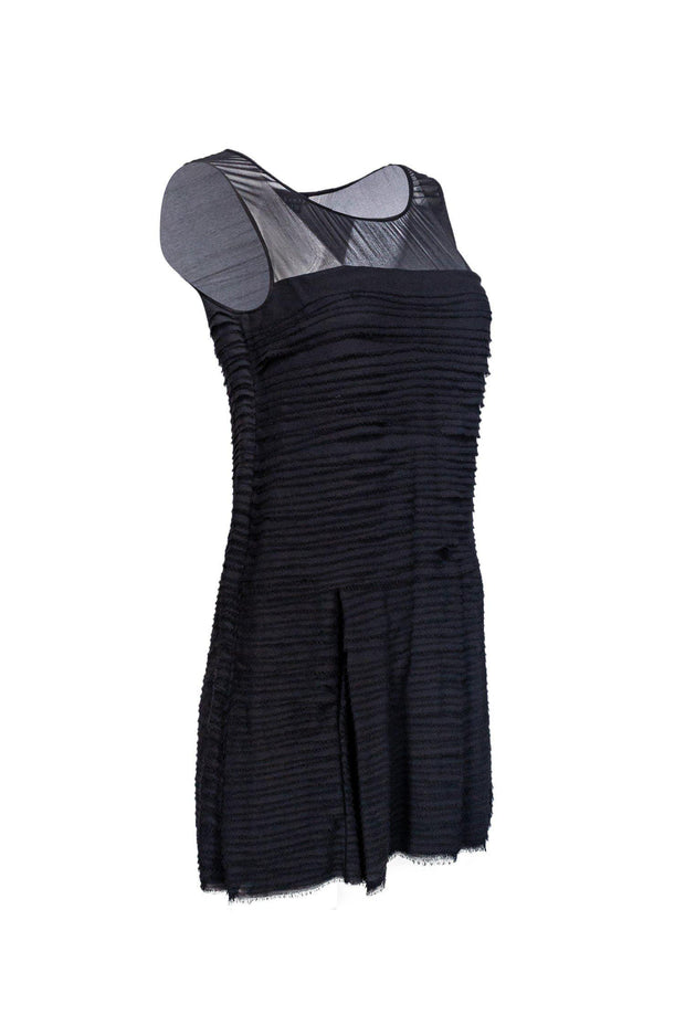 Current Boutique-Theory - Black Silk Tiered Ruffle Dress Sz 0