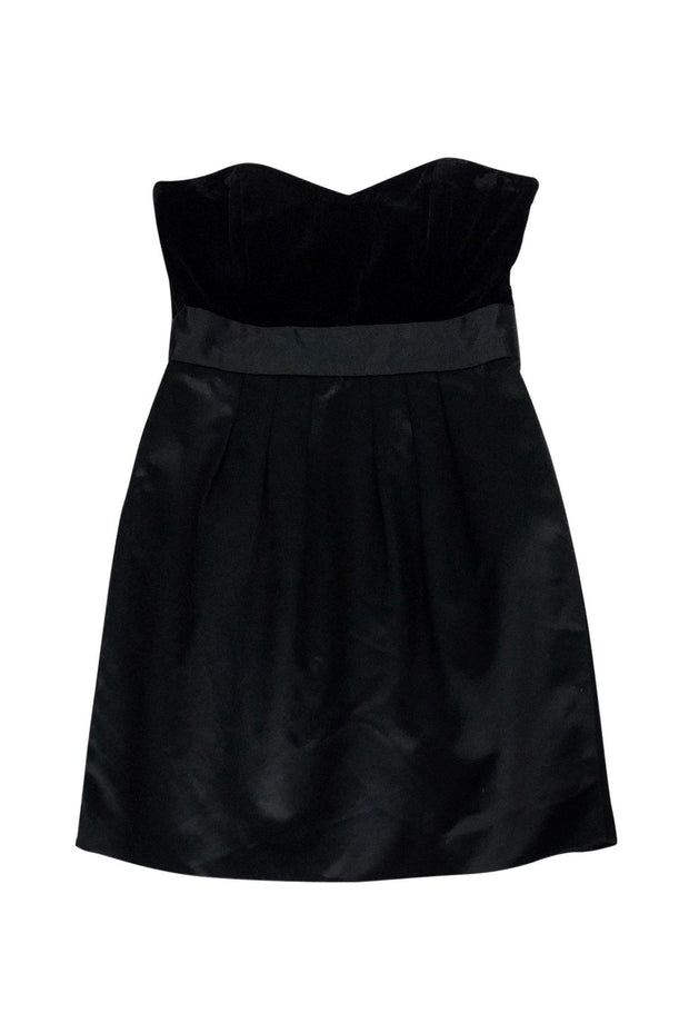Current Boutique-Theory - Black Velvet & Satin Strapless Dress Sz 4