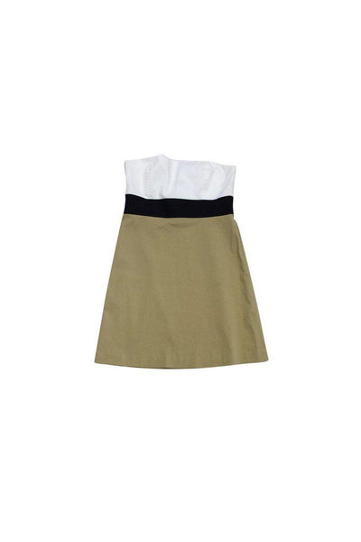 Current Boutique-Theory - Strapless White, Black & Tan Dress Sz 10