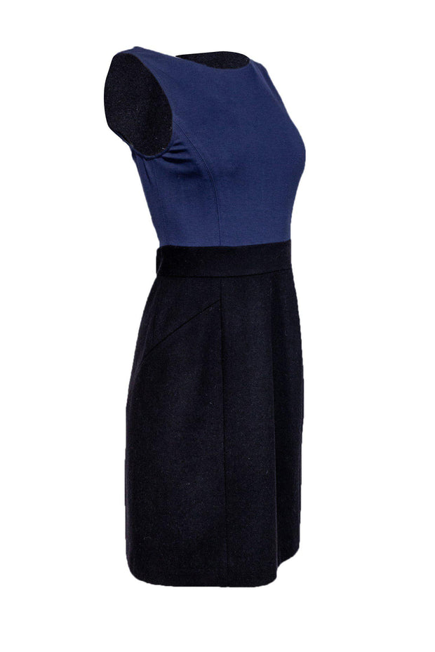 Current Boutique-Theory - Navy A-Line Dress w/ Black Wool Skirt Sz 4