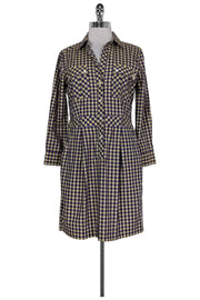 Current Boutique-Theory - Yellow & Purple Plaid Shirt Dress Sz 8