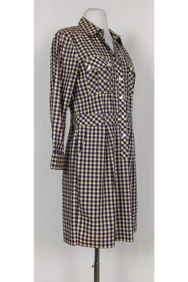 Current Boutique-Theory - Yellow & Purple Plaid Shirt Dress Sz 8