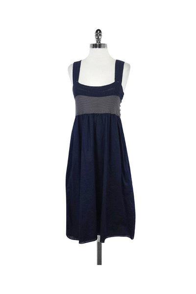 Current Boutique-Theory - Navy Blue Crochet Strap Cotton Dress Sz L