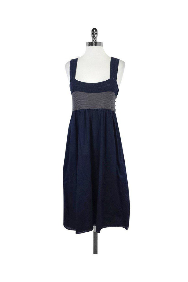 Current Boutique-Theory - Navy Blue Crochet Strap Cotton Dress Sz L