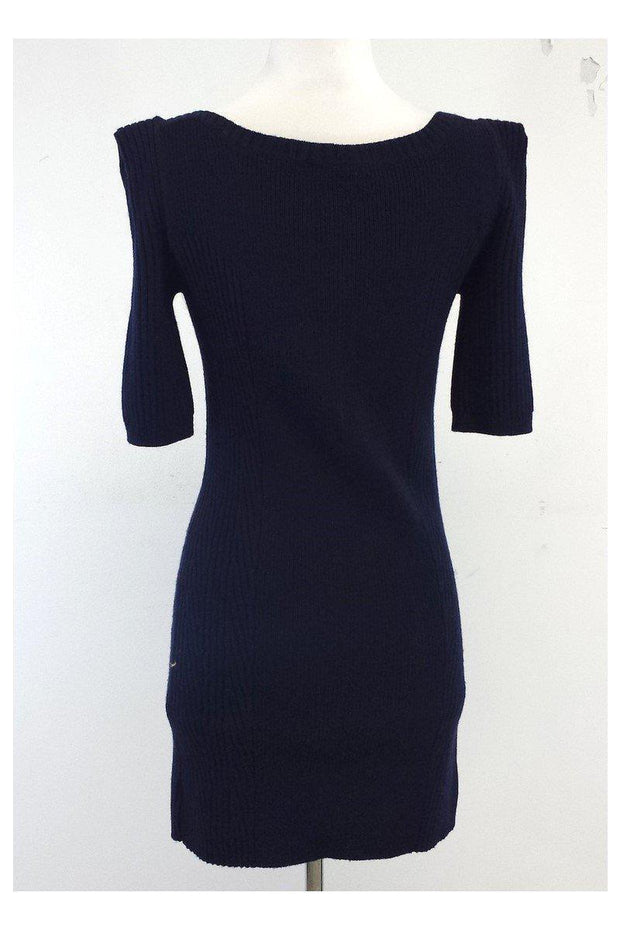 Current Boutique-Theory - Navy Knit Wool Short Sleeve Sweater Dress Sz M
