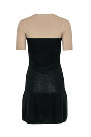 Current Boutique-Theory - Tan & Black Wool Color-Blocked Rib Knit Dress Sz S