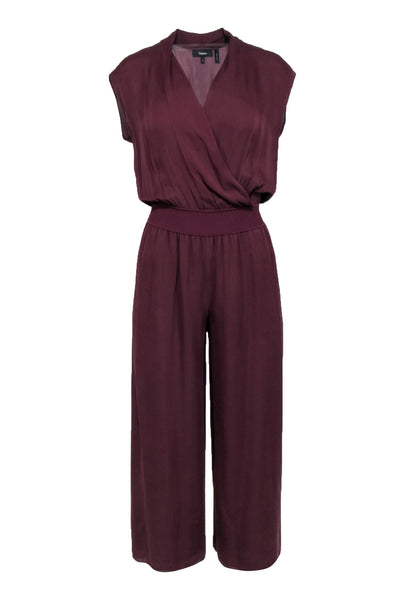 Current Boutique-Theory - Maroon Plunge Neckline Jumpsuit Sz S
