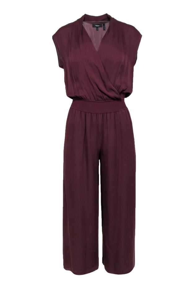 Current Boutique-Theory - Maroon Plunge Neckline Jumpsuit Sz S