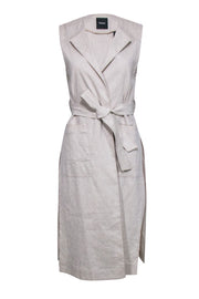 Current Boutique-Theory - Beige Side Slit Tie Waist Vest Sz P