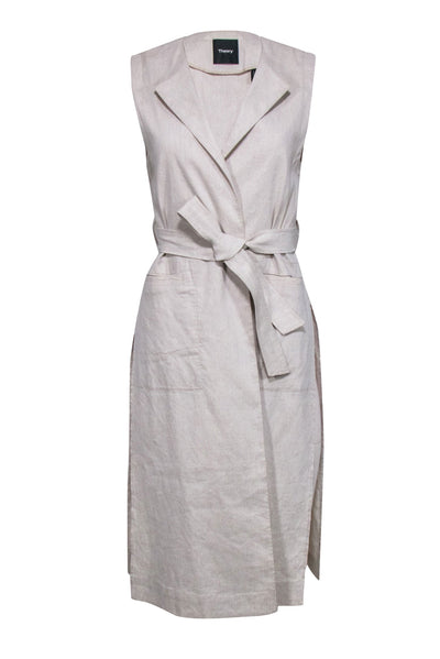 Current Boutique-Theory - Beige Side Slit Tie Waist Vest Sz P
