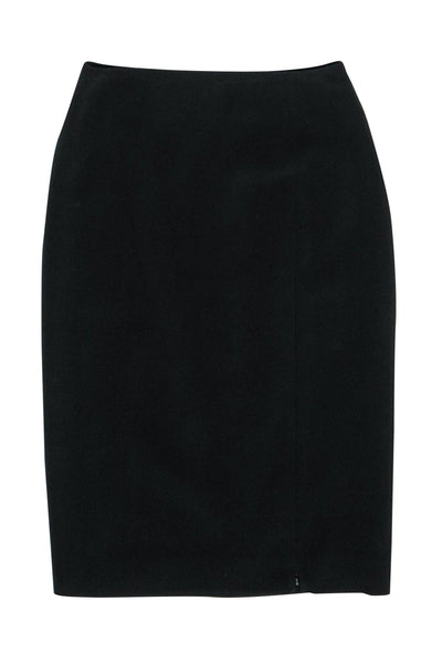 Current Boutique-Mugler - Vintage Black Pencil Skirt w/ Front Zipper Slit Sz 2