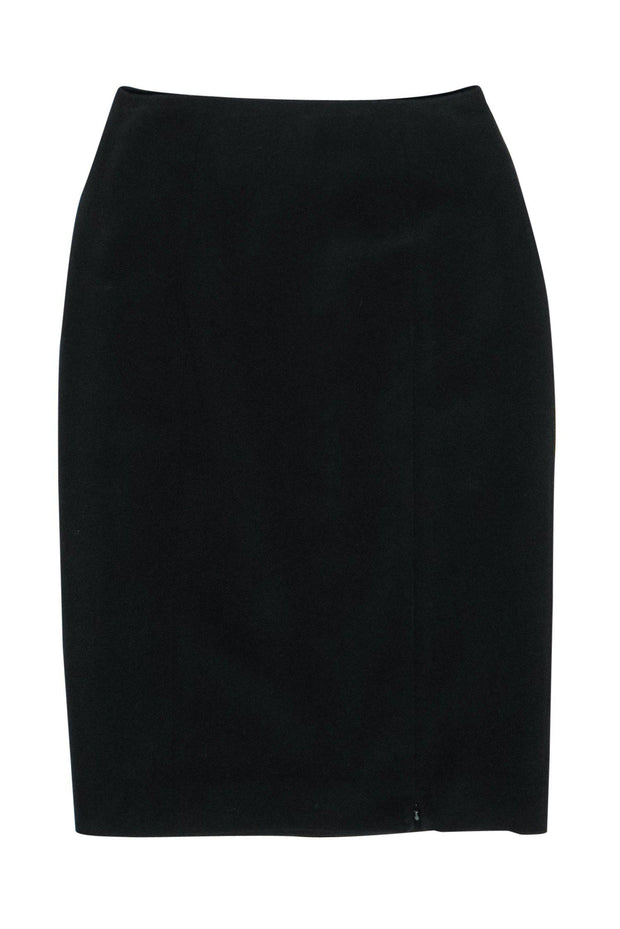 Current Boutique-Mugler - Vintage Black Pencil Skirt w/ Front Zipper Slit Sz 2