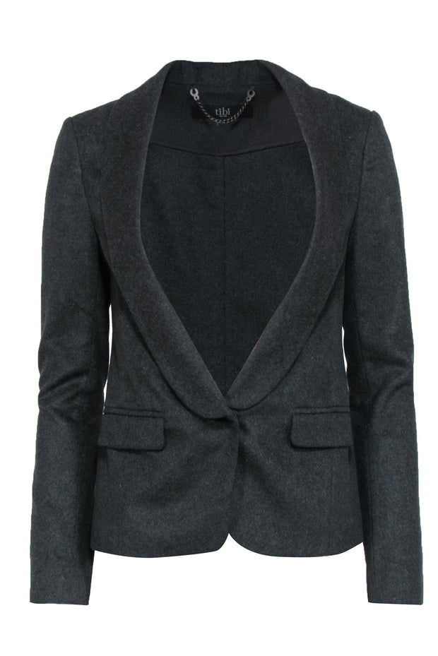 Current Boutique-Tibi - Charcoal Snapped Wool Blend Blazer Sz 2