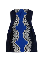 Current Boutique-Tibi - Blue Strapless Printed Dress Sz 2